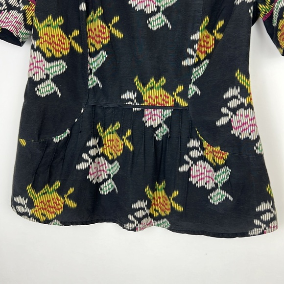 Anthropologie Floreat Black Floral Top Embroidered Sleeves Silk Blend Sz… - Picture 8 of 14